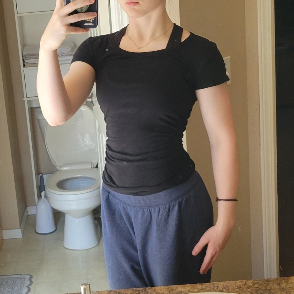 Black fitted athletic shirt